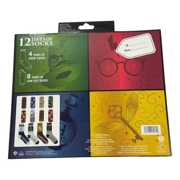 Hogwarts 12 Days of Socks Magical Wizarding Socks, 4 Pairs Crew, 8 Pair Low Cut - Picture 5 of 16